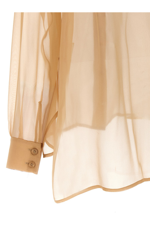 Шифоновая рубашка бежевого цвета ALBERTA FERRETTI A021616140018 Шифоновая рубашка бежевого цвета ALBERTA FERRETTI A021616140018