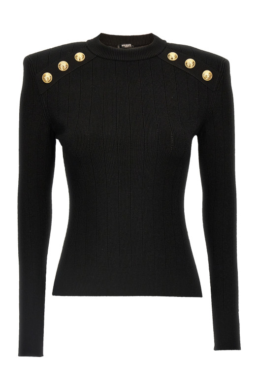 Светр BALMAIN 'Chiocciola' Чорний EF1KD001KB070PA Светр BALMAIN 'Chiocciola' Чорний EF1KD001KB070PA