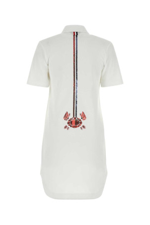 Белое мини-платье-рубашка из пике Белое THOM BROWNE (FJS178E00050) Белое мини-платье-рубашка из пике Белое THOM BROWNE (FJS178E00050)