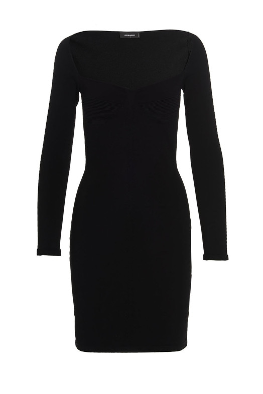 Сукня з віскози з ребристою текстурою, чорна DSQUARED2 (S75CV0598S18170900)