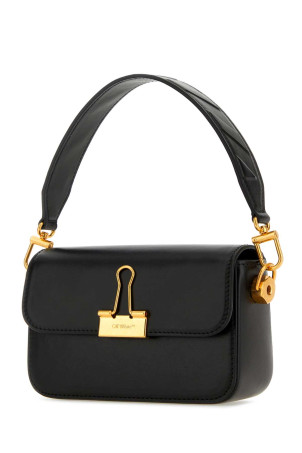 Чорна шкіряна невелика сумочка Plain Binder Чорна OFF WHITE (OWNN118F23LEA001) OFF-WHITE