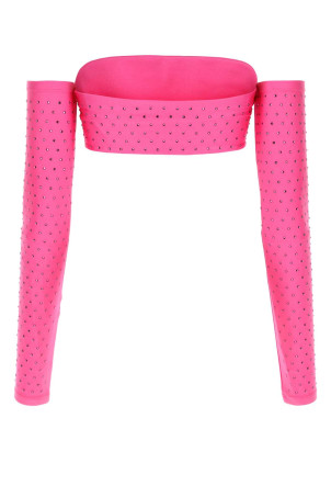 Украшенный топ из эластичного нейлона, фуксия THE ANDAMANE (T130725DTJP062) Украшенный топ из эластичного нейлона, фуксия THE ANDAMANE (T130725DTJP062)