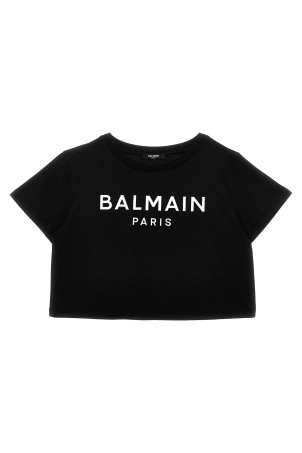 Футболка з тисненням логотипу чорно-сіра BALMAIN KIDS BW8A61Z0082930BC Футболка з тисненням логотипу чорно-сіра BALMAIN KIDS BW8A61Z0082930BC