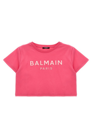 Футболка з тисненням логотипу Fuchsia BALMAIN KIDS BW8A61Z008250VRS Футболка з тисненням логотипу Fuchsia BALMAIN KIDS BW8A61Z008250VRS