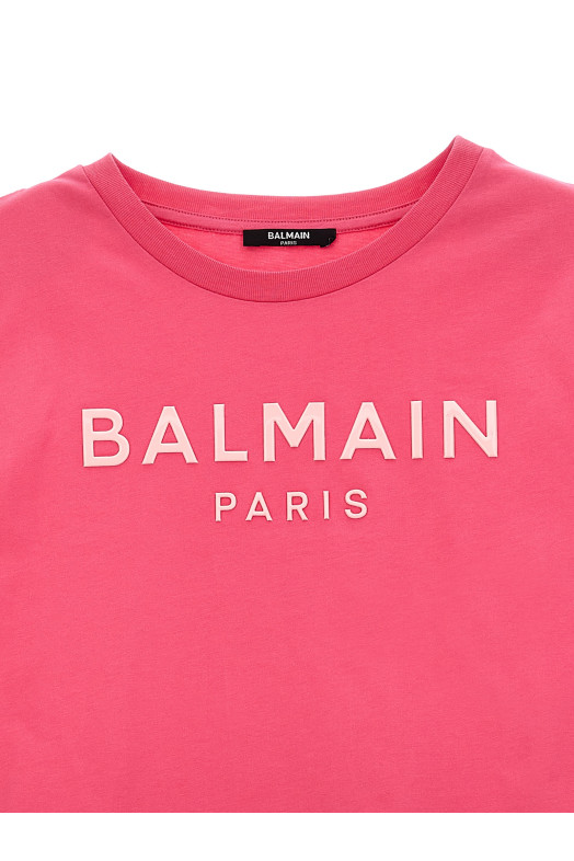 Футболка з тисненням логотипу Fuchsia BALMAIN KIDS BW8A61Z008250VRS Футболка з тисненням логотипу Fuchsia BALMAIN KIDS BW8A61Z008250VRS