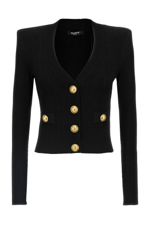 Кардиган BALMAIN 'Chiocciola' Чорний DF1KL007KB070PA Кардиган BALMAIN 'Chiocciola' Чорний DF1KL007KB070PA