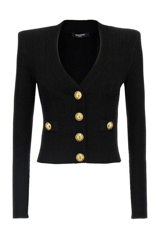 Кардиган BALMAIN 'Chiocciola' Чорний DF1KL007KB070PA Кардиган BALMAIN 'Chiocciola' Чорний DF1KL007KB070PA