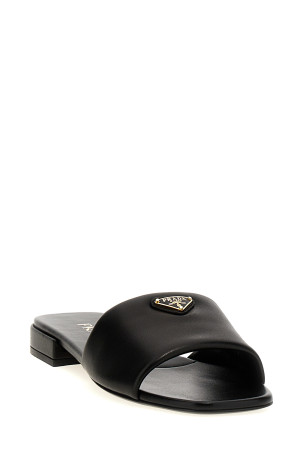 Кожаные сандалии с логотипом Черный PRADA 1XX714F0102DL8F0002 Кожаные сандалии с логотипом Черный PRADA 1XX714F0102DL8F0002