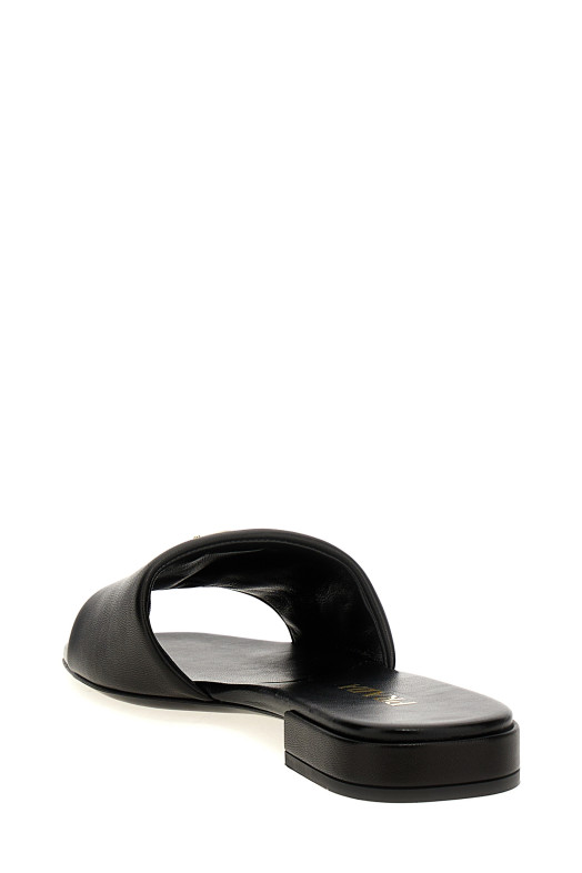 Шкіряні босоніжки з логотипом Чорний PRADA 1XX714F0102DL8F0002 Шкіряні босоніжки з логотипом Чорний PRADA 1XX714F0102DL8F0002