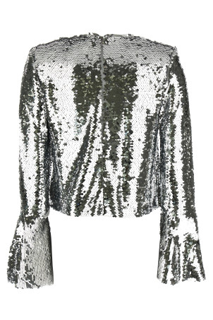 Топ з розкльошеним рукавом зі сріблястими паєтками Срібло RS24107TSLSILVER Топ з розкльошеним рукавом зі сріблястими паєтками Срібло RS24107TSLSILVER