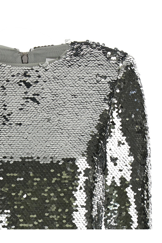 Топ з розкльошеним рукавом зі сріблястими паєтками Срібло RS24107TSLSILVER Топ з розкльошеним рукавом зі сріблястими паєтками Срібло RS24107TSLSILVER