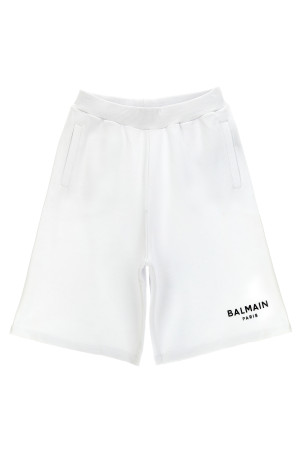 Шорти-бермуди з тисненням логотипу чорно-сірі BALMAIN KIDS BW6Q89Z0081100NE Шорти-бермуди з тисненням логотипу чорно-сірі BALMAIN KIDS BW6Q89Z0081100NE