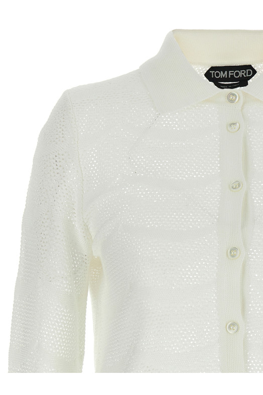 Ажурний кардиган Білий TOM FORD CAK373YAX844AW002 Ажурний кардиган Білий TOM FORD CAK373YAX844AW002