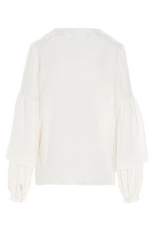 Puff-sleeve silk shirt White Puff-sleeve silk shirt White