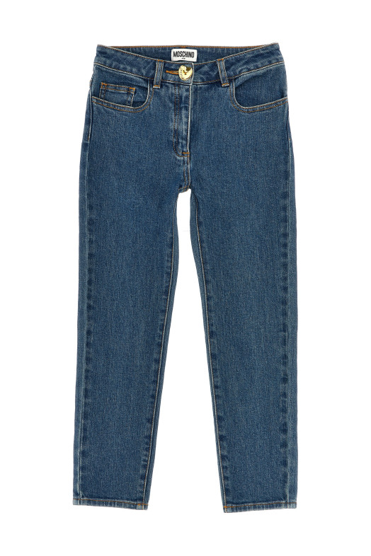 Джинсы с деталями на пуговицах Синий MOSCHINO KID TEEN HDP05IN0Z83MEDIUMBLUE