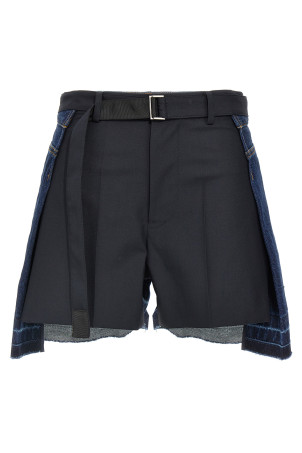 Шорты с шерстяными вставками Синий SACAI 2507828210 Шорты с шерстяными вставками Синий SACAI 2507828210