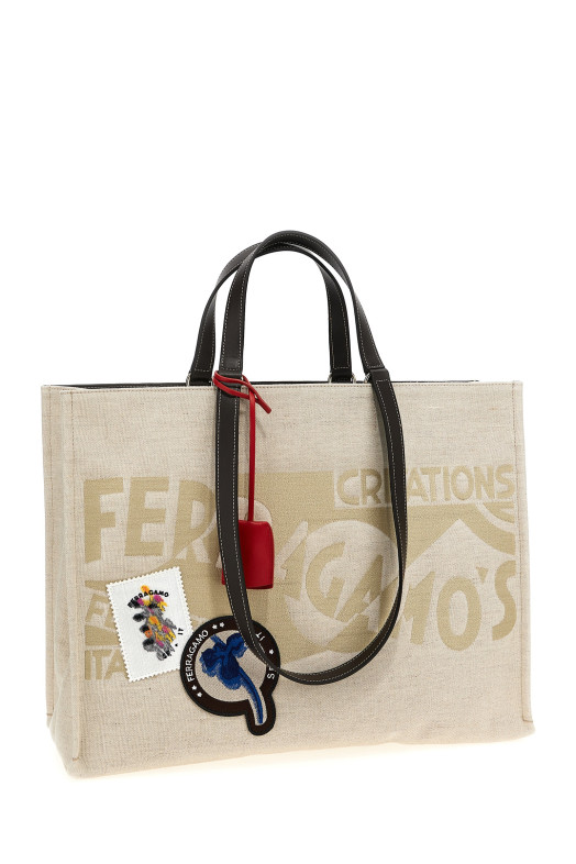 Сумка для покупок FERRAGAMO 'Tote bag L' бежевая 780199NATURALE Сумка для покупок FERRAGAMO 'Tote bag L' бежевая 780199NATURALE