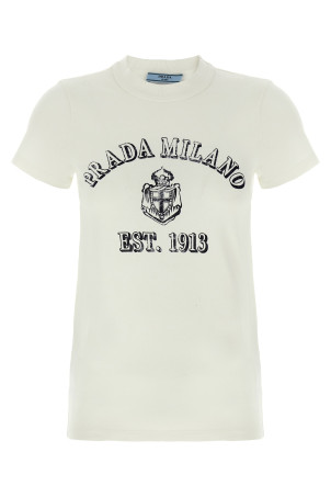 Вінтажна футболка з логотипом Біла PRADA 3557BSOOO16XQF0009
