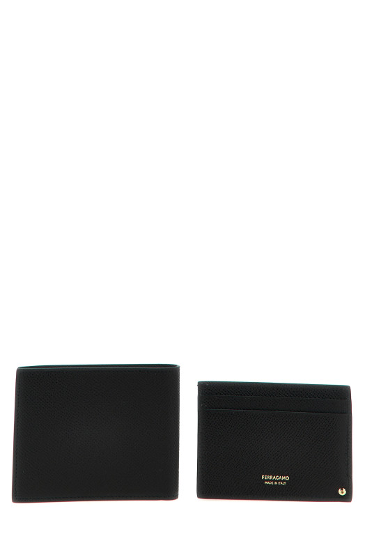 'Gancio' wallet + card holder set Black