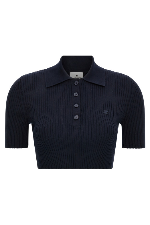 Ребриста сорочка-поло Синій COURREGES 125MPO046FI00017075 Ребриста сорочка-поло Синій COURREGES 125MPO046FI00017075