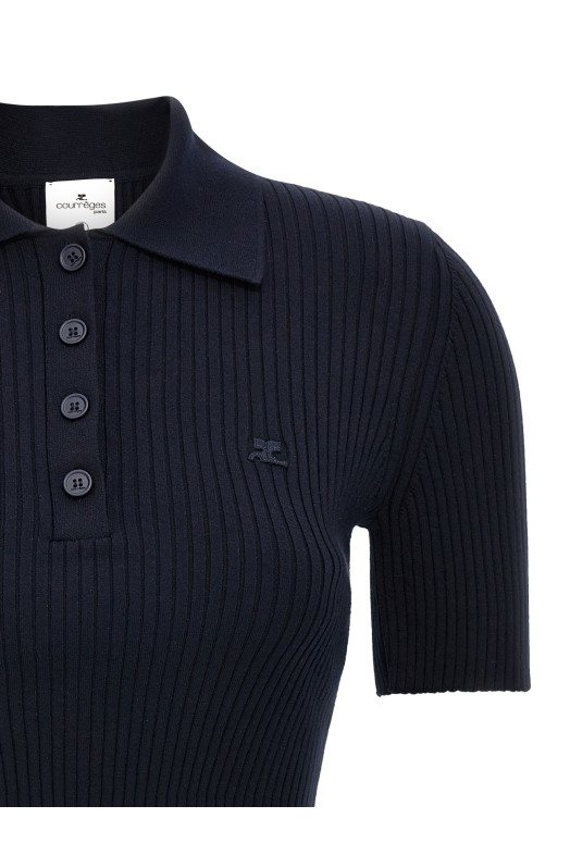 Ребриста сорочка-поло Синій COURREGES 125MPO046FI00017075 Ребриста сорочка-поло Синій COURREGES 125MPO046FI00017075