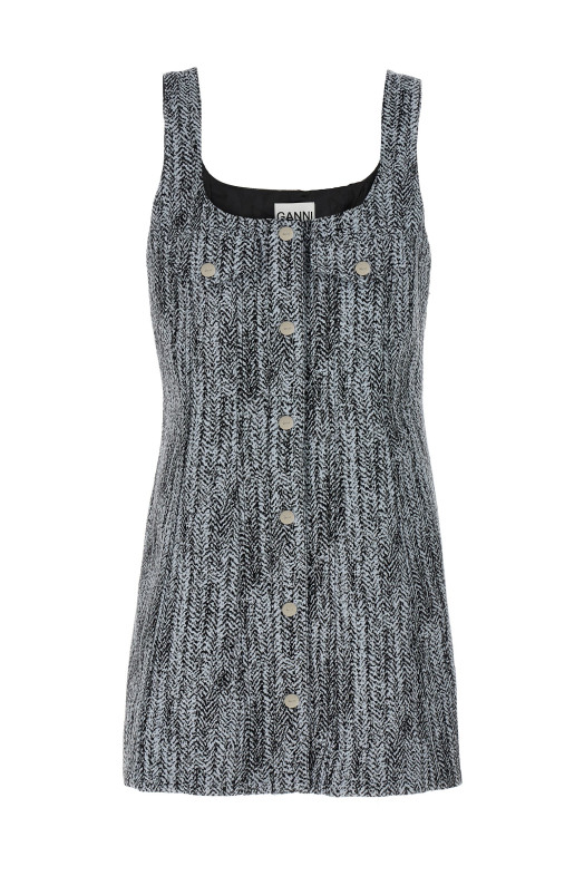 Сукня з твіду Різнобарвна GANNI W0186371 Сукня з твіду Різнобарвна GANNI W0186371