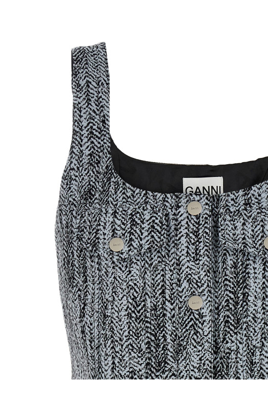 Сукня з твіду Різнобарвна GANNI W0186371 Сукня з твіду Різнобарвна GANNI W0186371