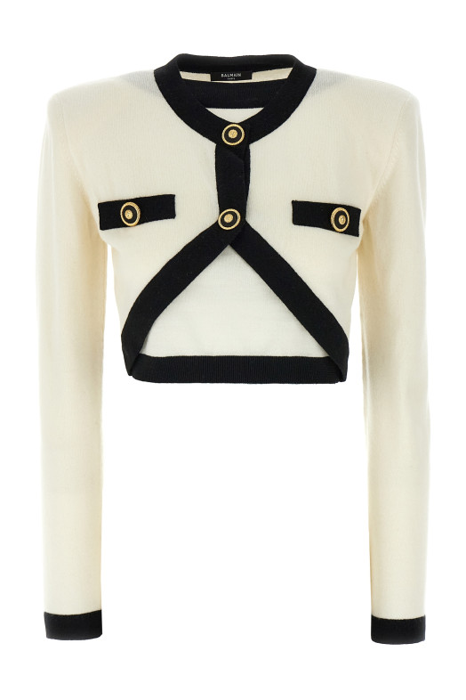 Светр BALMAIN 'Filo Leone Catena' чорно-сірий EF1KA120KH91GAU Светр BALMAIN 'Filo Leone Catena' чорно-сірий EF1KA120KH91GAU