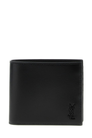 Logo leather wallet Black
