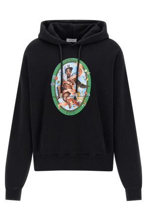 Толстовка с капюшоном OFF-WHITE 'Fresco oval' Черно-серый OMBB085S25FLE00310011001 Толстовка с капюшоном OFF-WHITE 'Fresco oval' Черно-серый OMBB085S25FLE00310011001