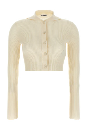 Ребристый кардиган Белый JIL SANDER J02HP0031J14770105 Ребристый кардиган Белый JIL SANDER J02HP0031J14770105