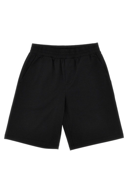 Шорты-бермуды с нашивкой логотипа Черный MONCLER ENFANT K19548H0000989AFV999 Шорты-бермуды с нашивкой логотипа Черный MONCLER ENFANT K19548H0000989AFV999