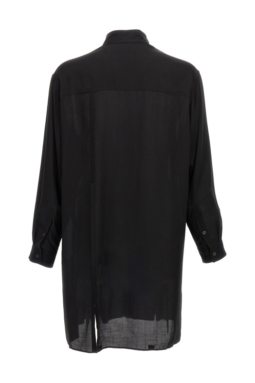 Сорочка YOHJI YAMAMOTO 'Целюлозна блузка на блискавці на ґудзиках' Чорна HPB30235BLACK1 Сорочка YOHJI YAMAMOTO 'Целюлозна блузка на блискавці на ґудзиках' Чорна HPB30235BLACK1