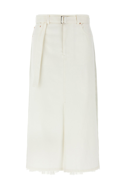 Pleated denim skirt White Pleated denim skirt White