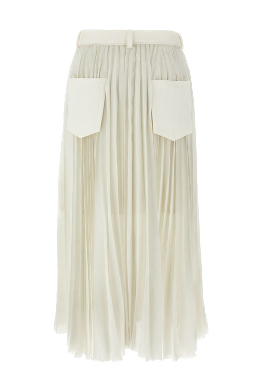 Pleated denim skirt White Pleated denim skirt White
