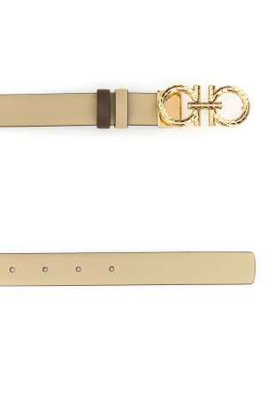 Sand leather reversible belt SALVATORE FERRAGAMO (230359780426)
