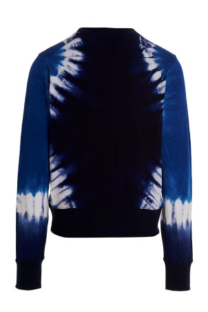 Logo embroidery tie dye sweatshirt Blue