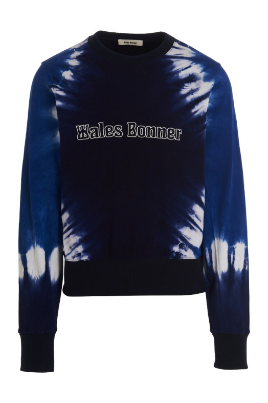 Logo embroidery tie dye sweatshirt Blue Logo embroidery tie dye sweatshirt Blue