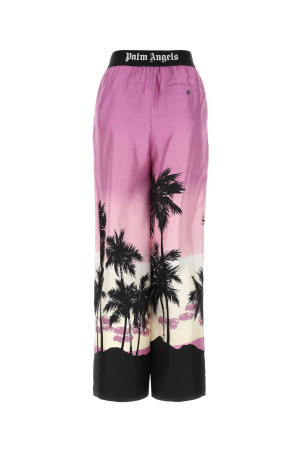 Шовкові піжамні штани з принтом PALM ANGELS (PWCA110S23FAB001)