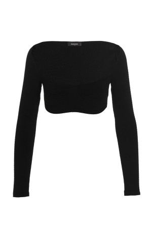 Свитерок с ребристой отделкой, укороченный, черный DSQUARED2 (S75HA1173S18170900)
