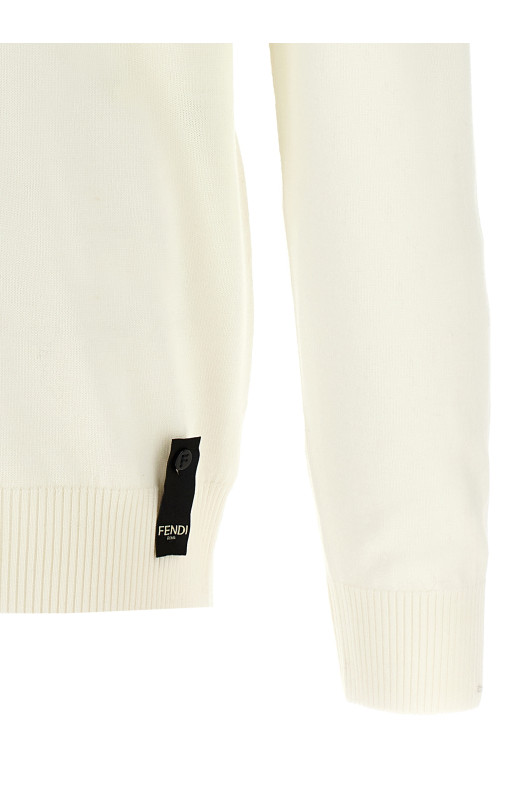 Светр з логотипом FF Білий FENDI FZX091AU84F0QA0 Светр з логотипом FF Білий FENDI FZX091AU84F0QA0
