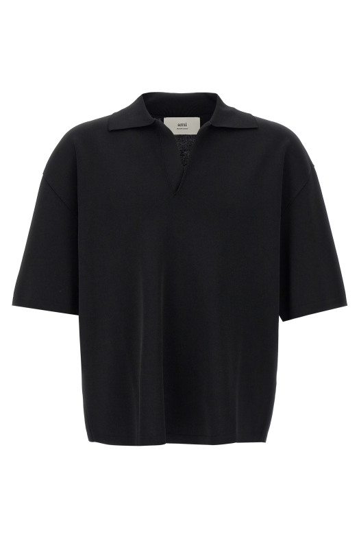 V-neck polo shirt Black