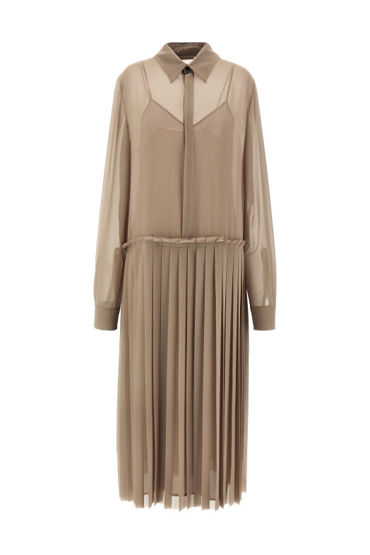 Платье AMI PARIS 'Pleated Midi' бежевого цвета FDR262PL00270952 Платье AMI PARIS 'Pleated Midi' бежевого цвета FDR262PL00270952