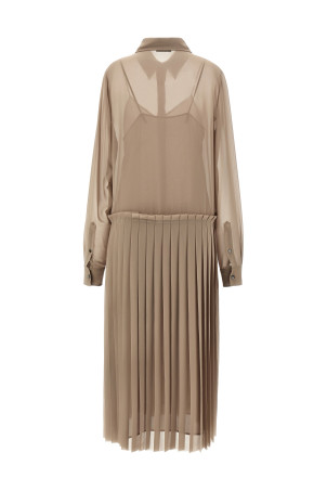 Платье AMI PARIS 'Pleated Midi' бежевого цвета FDR262PL00270952 Платье AMI PARIS 'Pleated Midi' бежевого цвета FDR262PL00270952