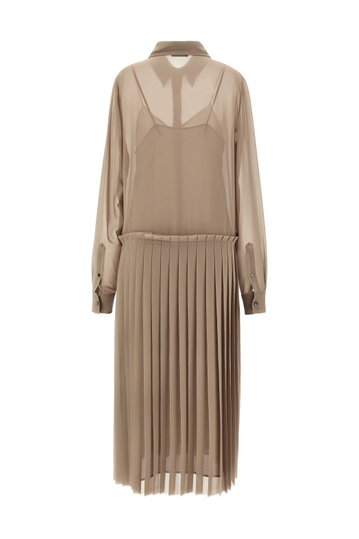 Платье AMI PARIS 'Pleated Midi' бежевого цвета FDR262PL00270952 Платье AMI PARIS 'Pleated Midi' бежевого цвета FDR262PL00270952