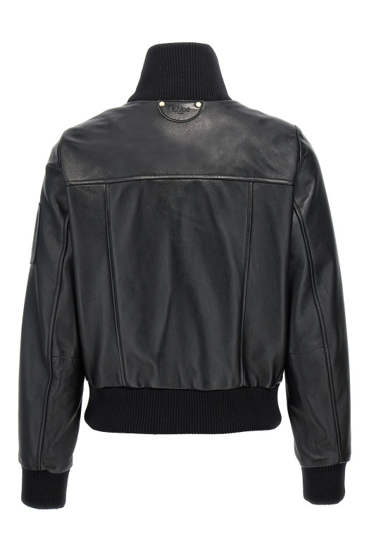 Кожаная куртка-бомбер Черный CHLOÉ CH25SCV11206001 Кожаная куртка-бомбер Черный CHLOÉ CH25SCV11206001