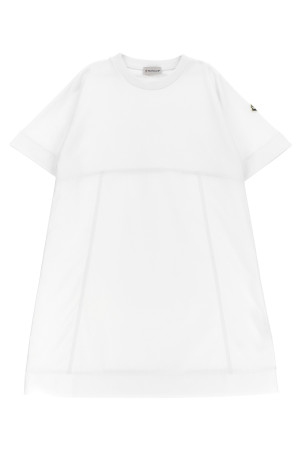 Платье из двух материалов Белый MONCLER ENFANT K19548I0001289AKM034 Платье из двух материалов Белый MONCLER ENFANT K19548I0001289AKM034