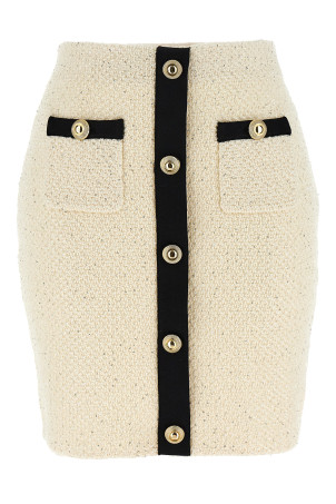 Спідниця SELF PORTRAIT 'Cream Sequined Knitted Mini' чорно-сіра SS25019SKCCREAM Спідниця SELF PORTRAIT 'Cream Sequined Knitted Mini' чорно-сіра SS25019SKCCREAM