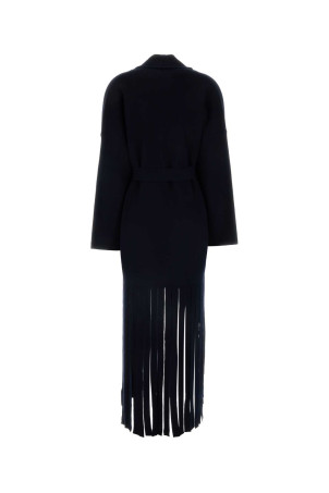 Пальто з вовняної суміші темно-синього кольору з електричними бахромами ALANUI (LWHQ01GE24KNI002) Пальто з вовняної суміші темно-синього кольору з електричними бахромами ALANUI (LWHQ01GE24KNI002)