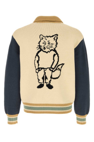 Кардиган из смешанной хлопковой ткани кремового цвета MAISON KITSUNE (OM02131KT1139) Кардиган из смешанной хлопковой ткани кремового цвета MAISON KITSUNE (OM02131KT1139)